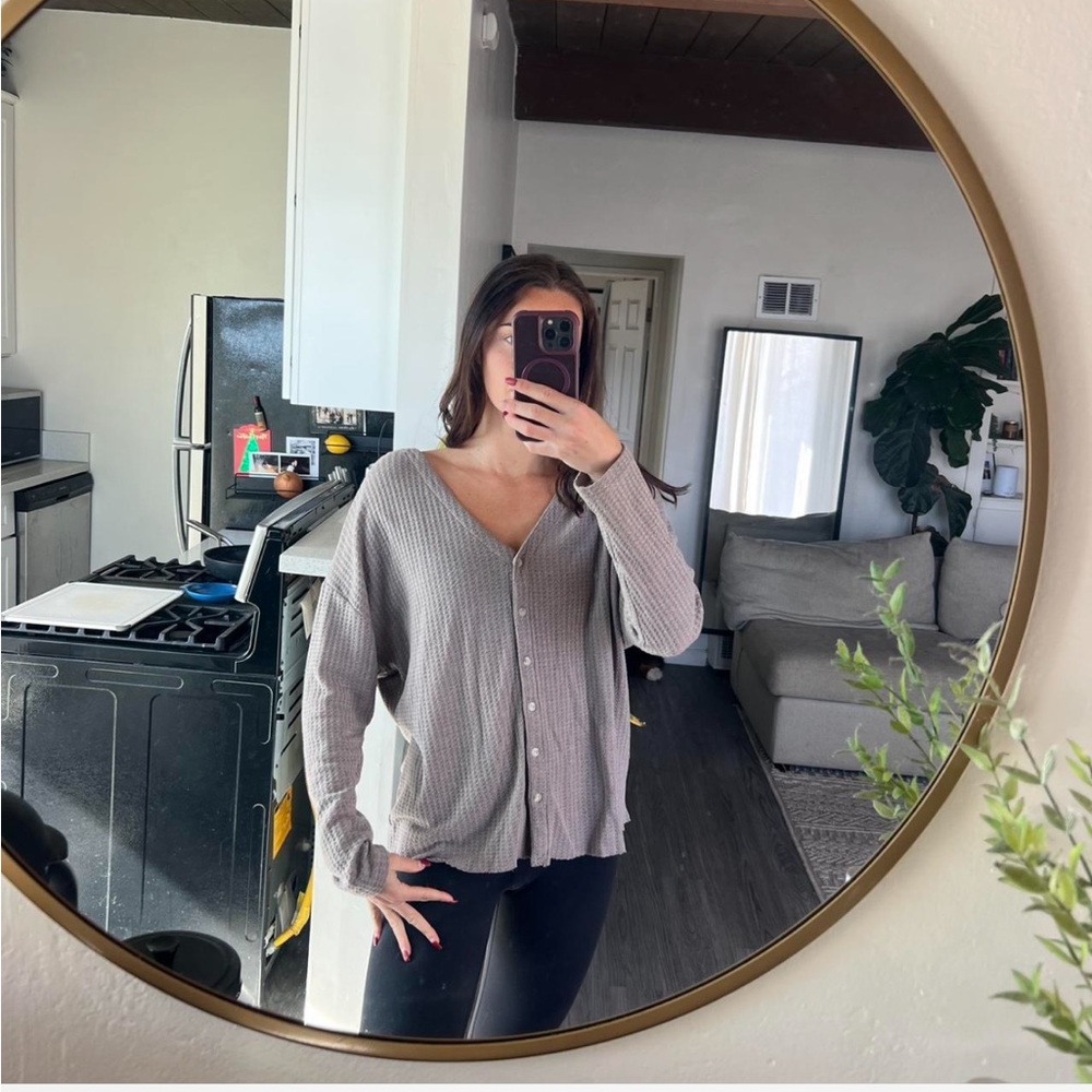 Tobi Light Gray Button-Down Shirt